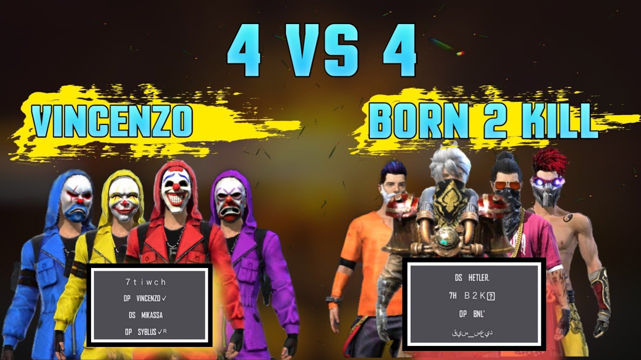 Vincenzo, Syblus vs B2k, Bnl || 4 vs 4 Clash squad || Free fire World,s best Match ever