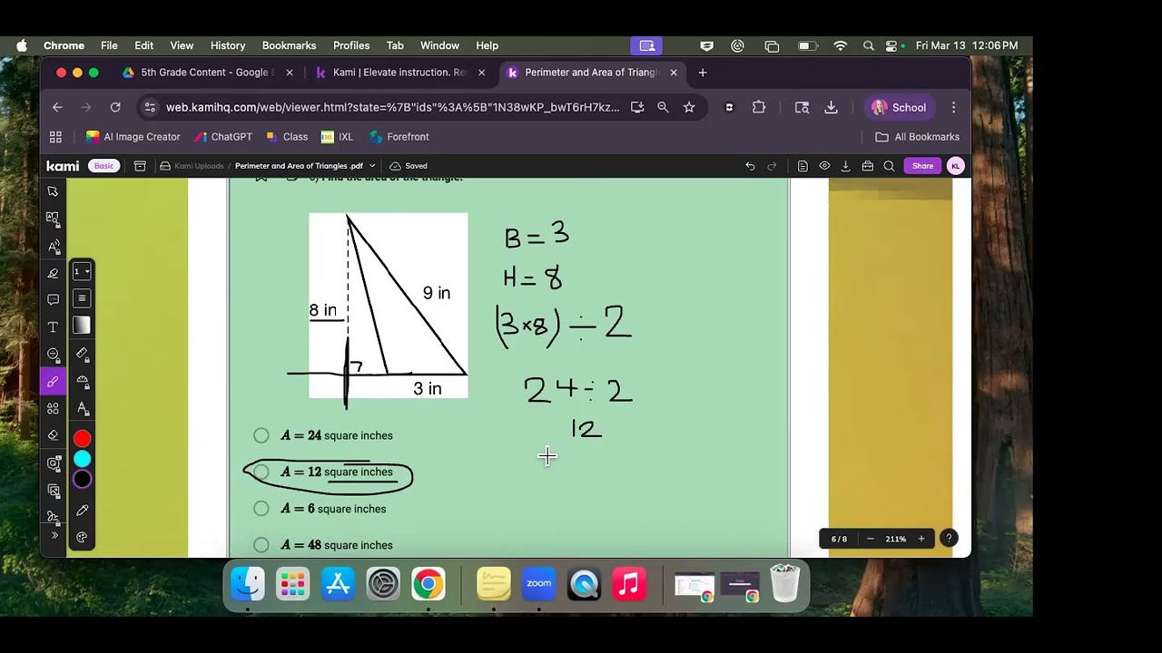 Perimeter and Area of Triangles - 5th grade