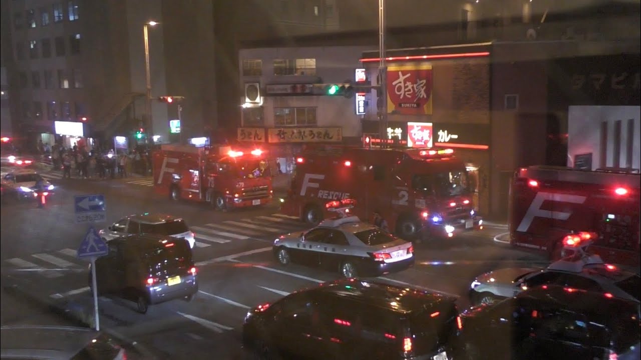 福岡天神で火災発生直後に遭遇。。