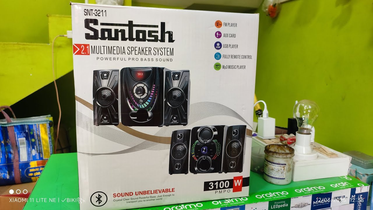 Santosh (2.1 home theatre) system Unboxing review sound test👌🔥😳 || #homespeaker #speaker #soundcheck