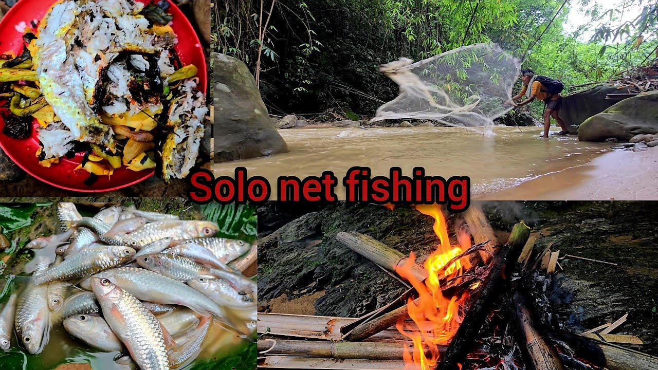 Solo Net fishing on flooded river @youngLS