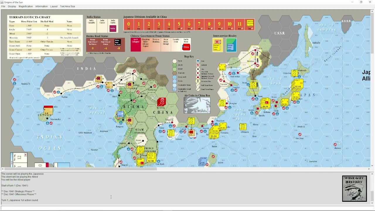 Начальные ходы в игре Empire of the Sun [с использованием программного обеспечения Wargameroom].