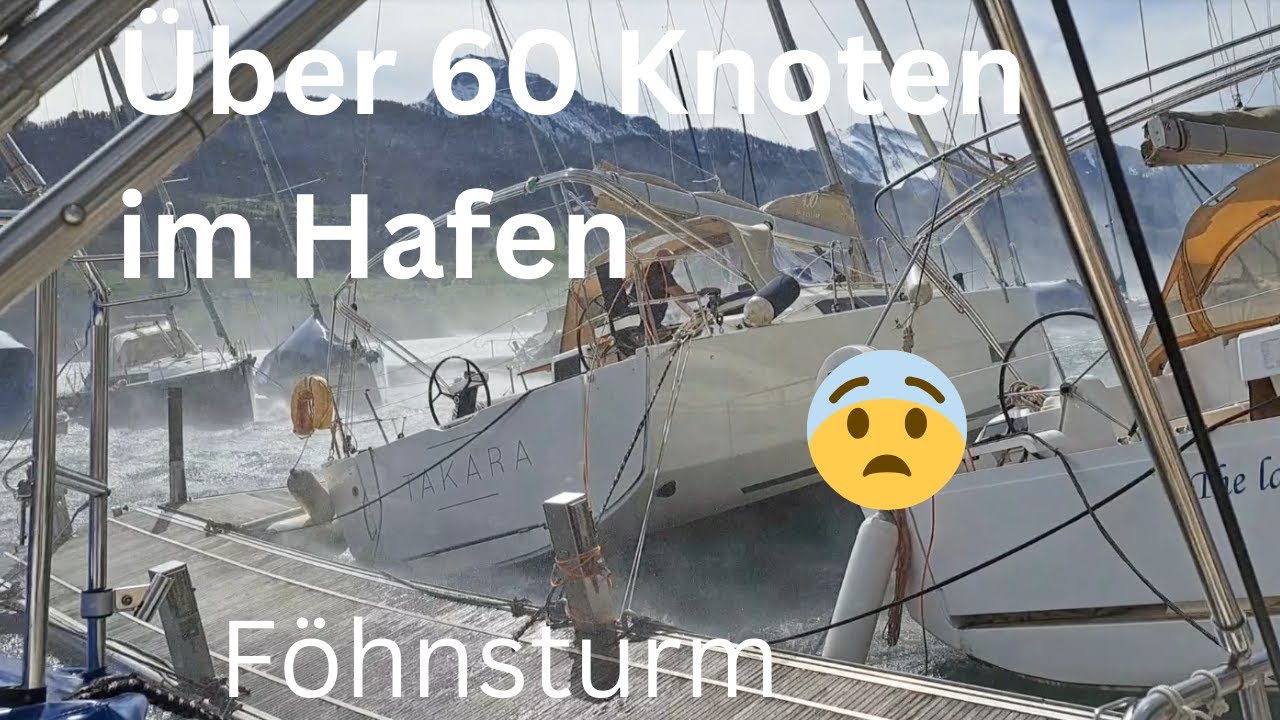 60 Knoten im Hafen - Föhnsturm Fallenbach Brunnen Vierwaldstättersee - Hafenkino - Nautic Markt TV