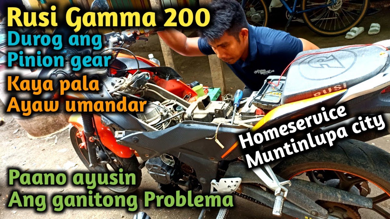 Rusi Gamma 200cc / Kaya pala ayaw gumana ng starter Durog ang pinion gear/Basic wiring convertion.