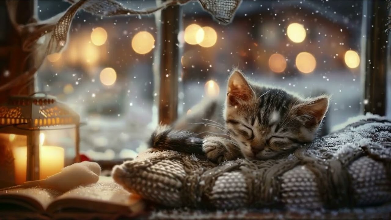 ❄️ Cat Sleep Music 10 Hours | Winter Night Piano for Cozy Naps