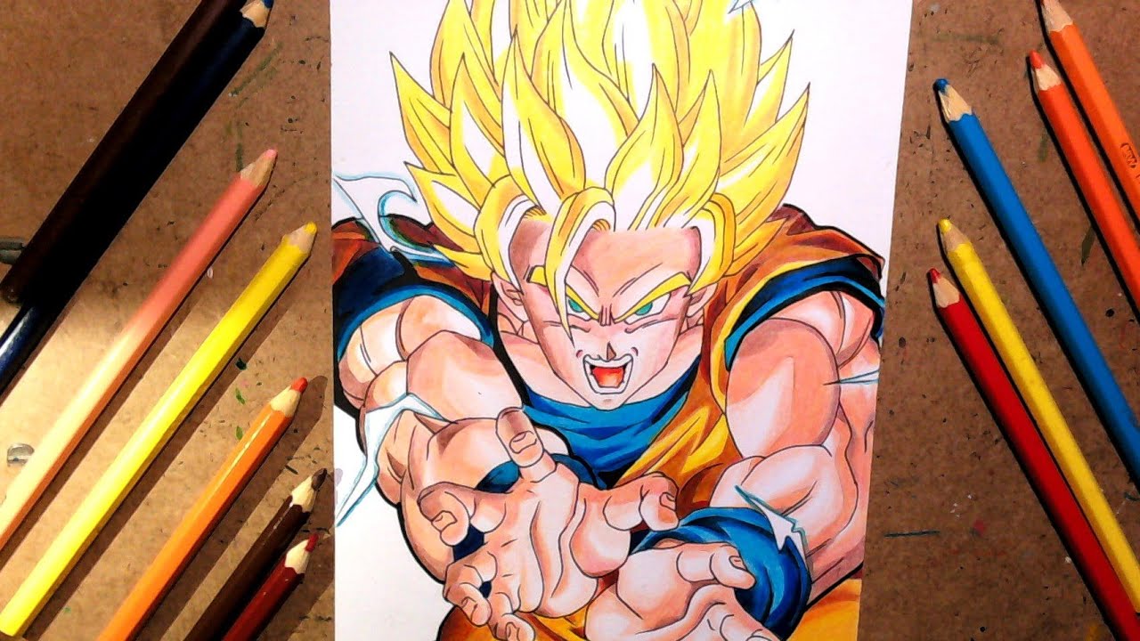 COMO DESENHAR O GOKU SUPER SAYAJIN 2 KAMEHAMEHA