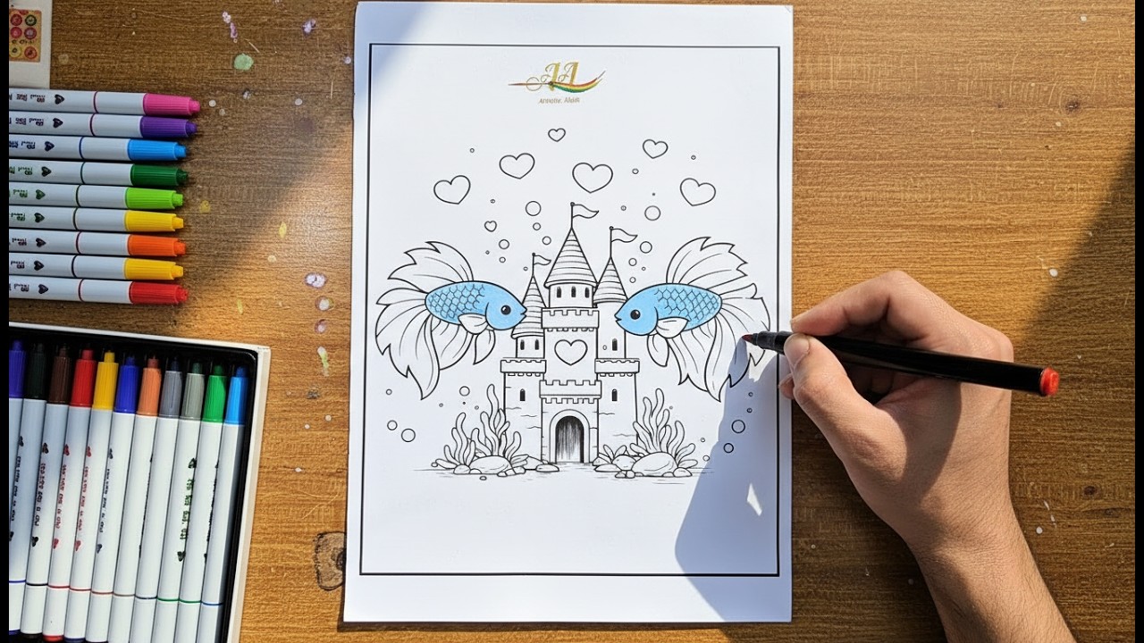 Cute Fishes & Underwater Castle Coloring 🐠 Satisfying Marker Art