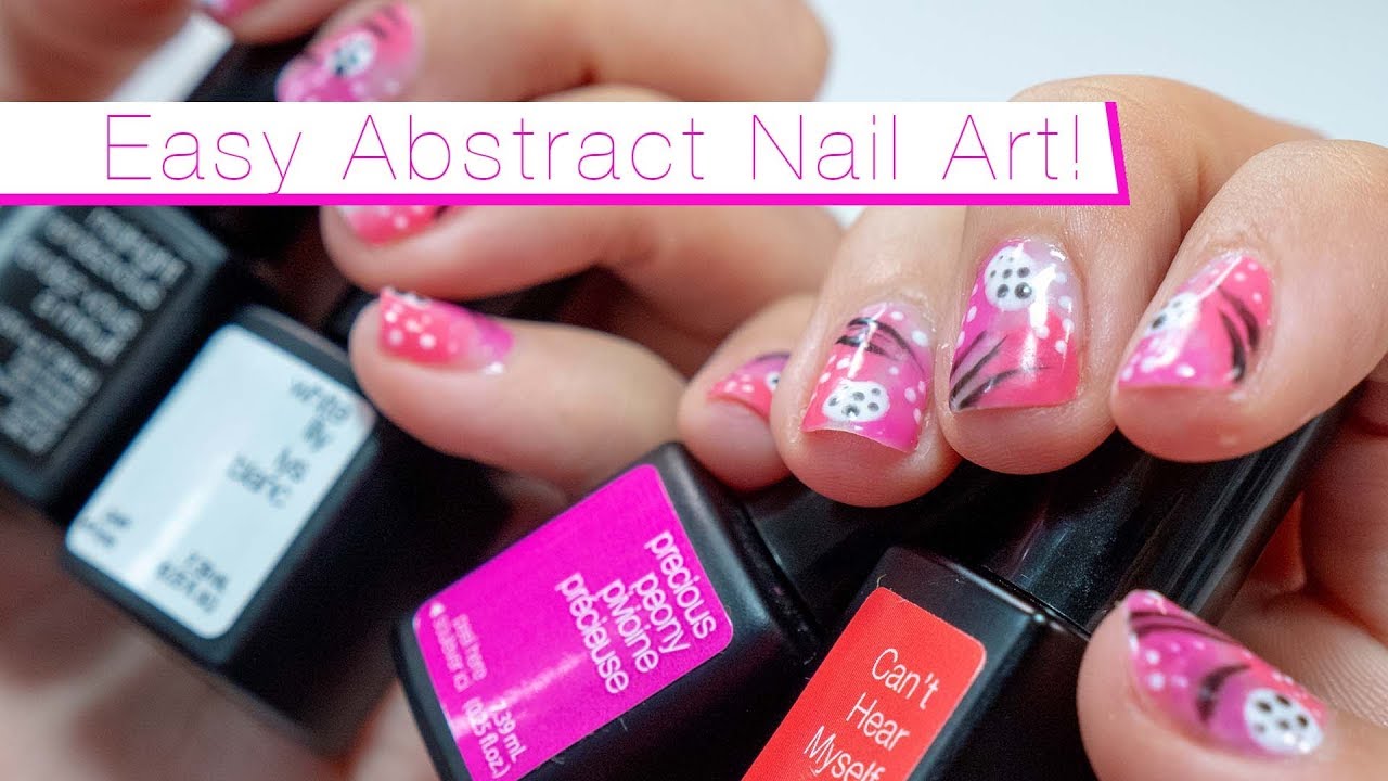 Easy Abstract Pink and White Gel Nail Polish Art! | SensatioNail