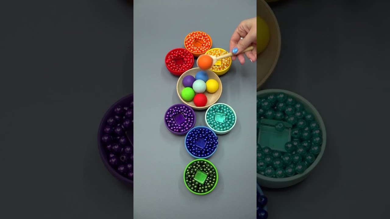 ASMR Reverse 📿Pearls , Crystal Beads and Colorful Beads in Wooden Cups #asmr #beads #dominogirl