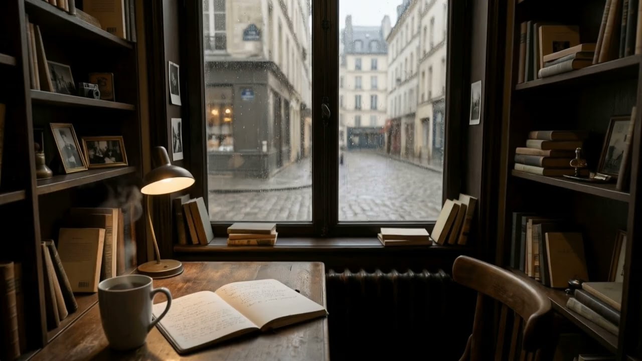 Rainy Paris Window ☕ Cozy Study Jazz (30 min)