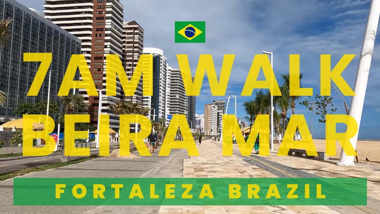 🇧🇷 Fortaleza Brazil Beach and Boardwalk 4K Walking Tour (Beira Mar) at 7am