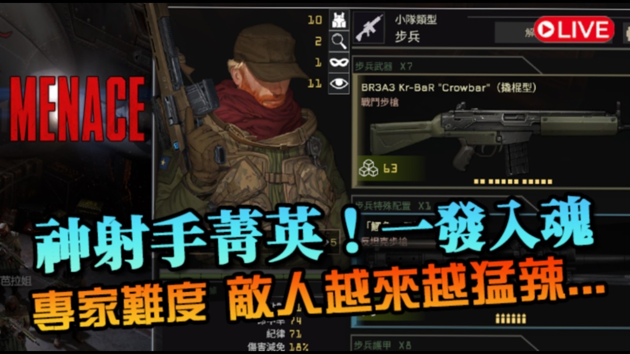 【威嚇戰線】神射手菁英！遠程一發入魂，敵人也是越來越難纏拉！專家難度｜MENACE｜