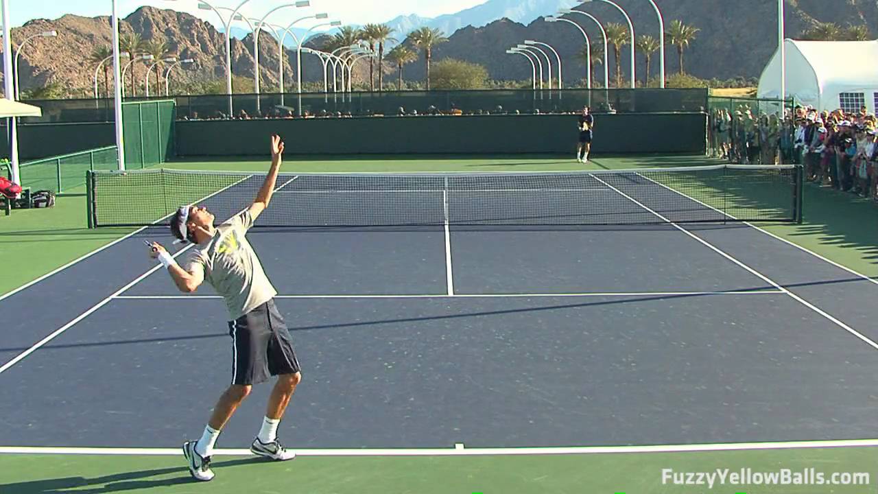 Roger Federer Serves from Back Perpsective in HD