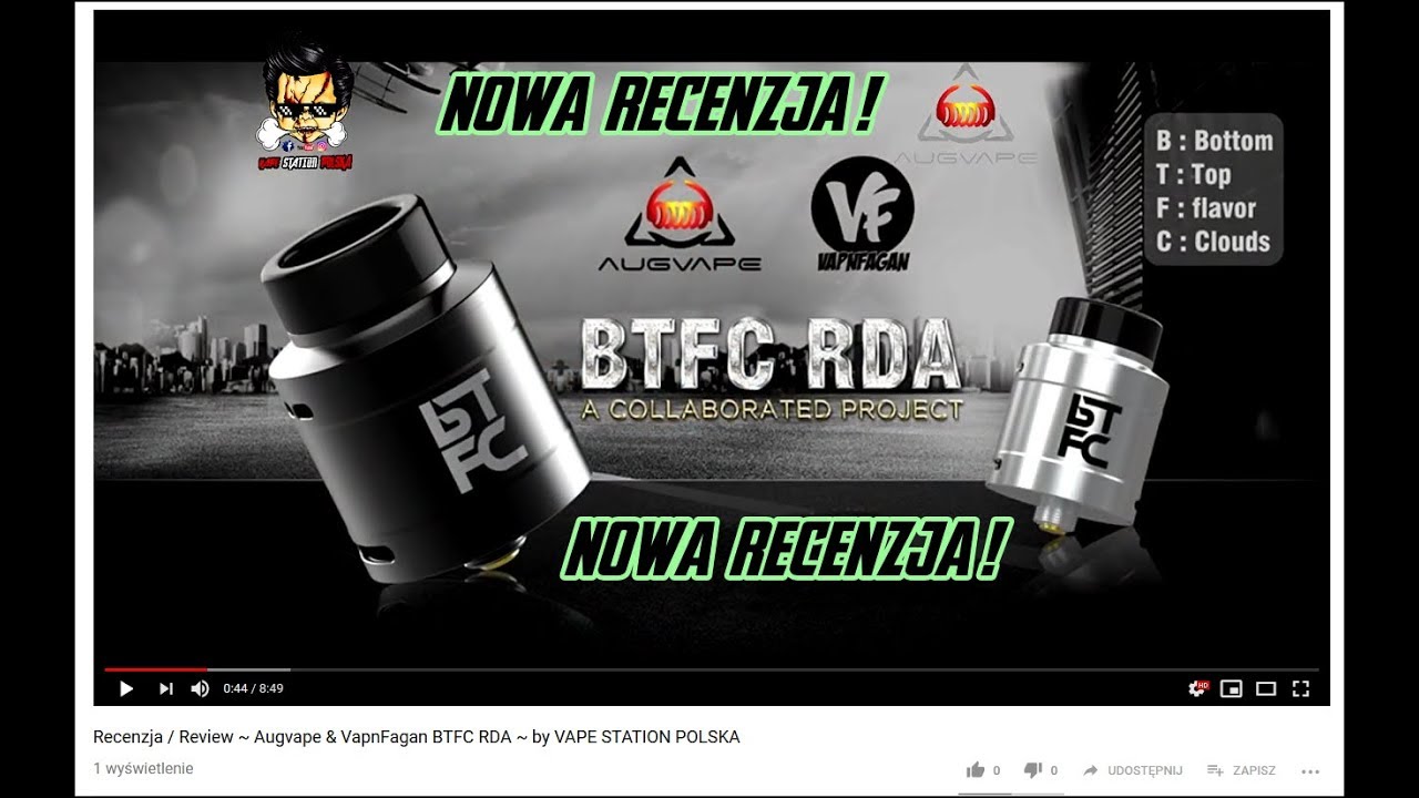 Recenzja / Review ~ Augvape & VapnFagan BTFC RDA ~ by VAPE STATION POLSKA