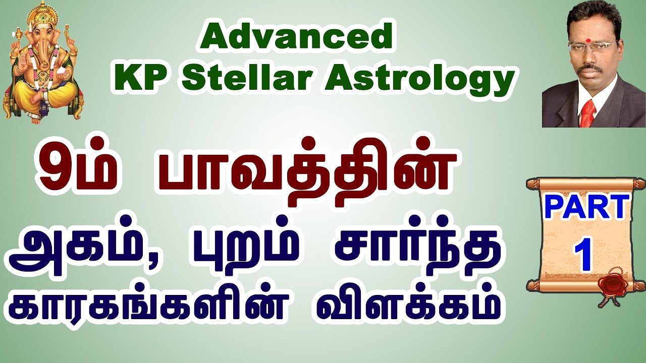 Learn Astrology in Tamil | 9ம் பாவத்தின் அகம், புறம் சார்ந்த காரகங்கள் Part 1 | Basic KP Astrology
