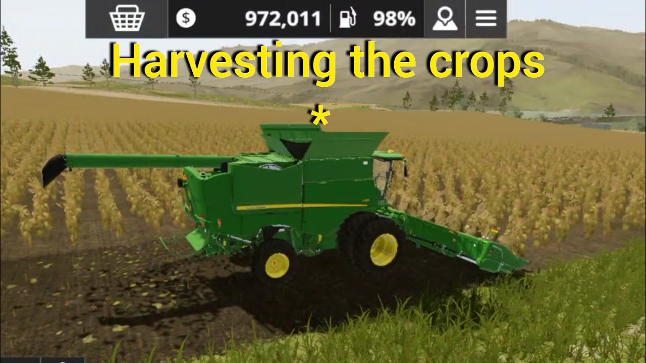 harvesting the crops in farming simulator 20