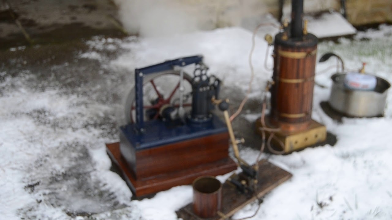Grasshopper steam engine in the snow