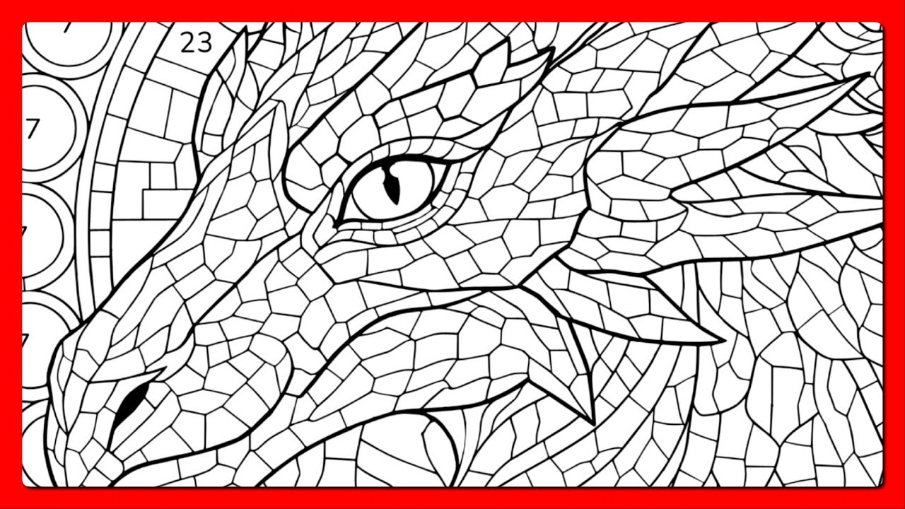 Mosaic Dragon Eye Stained Glass Flame Calm Happy Color by Number app #coloringbook