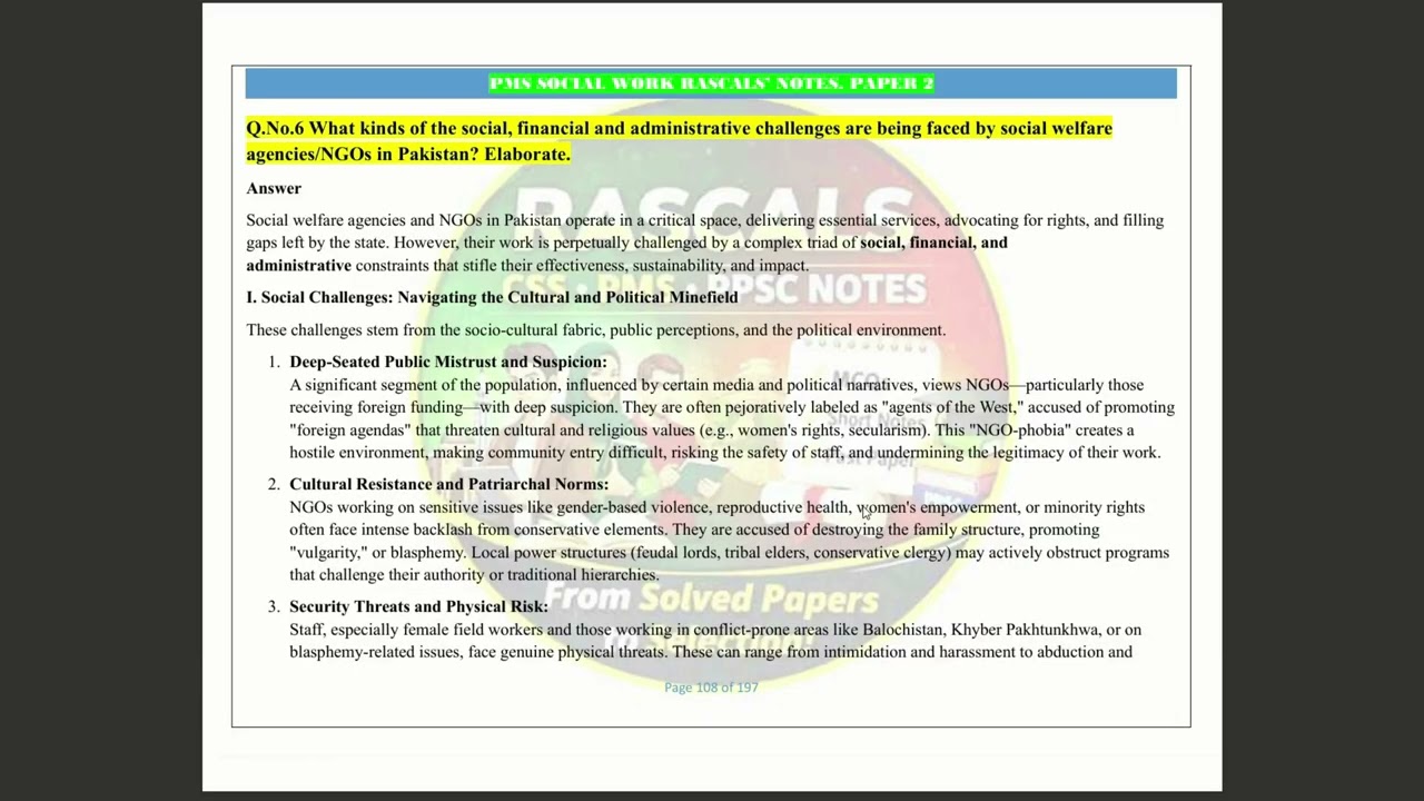PMS Social Work Paper-II Solved Paper 2021 | Complete Solution | RASCALS