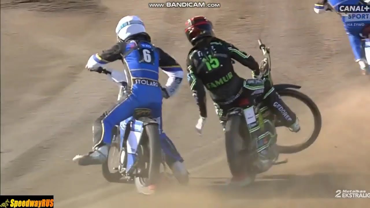 Sturz/Crash/Upadek Kacper Tkocz + Bartosz Curzytek (2.Ekstraliga 2024 Speedway)