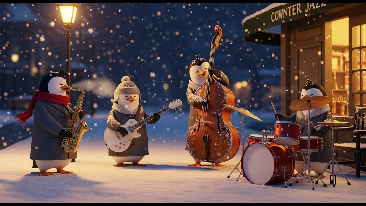 The Cool Penguins – Snowlight Jazz in Boston ❄️ | Cozy Lounge Music for Winter Nights