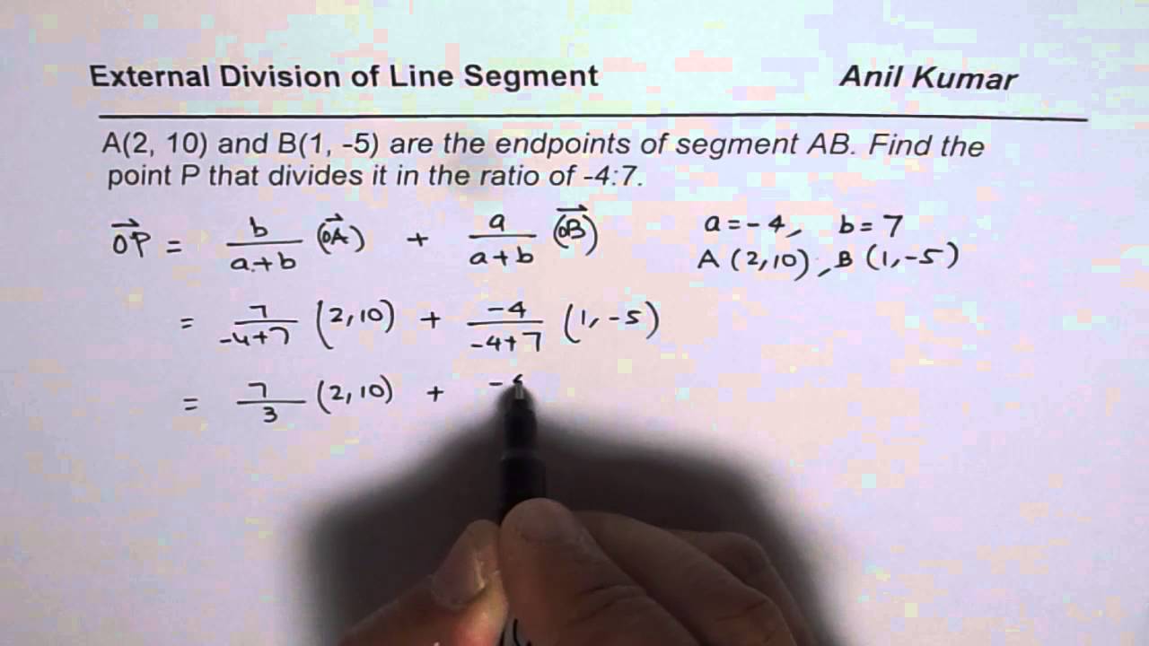 Find Coordinate Point for External Division of Line Segment by Section Formula