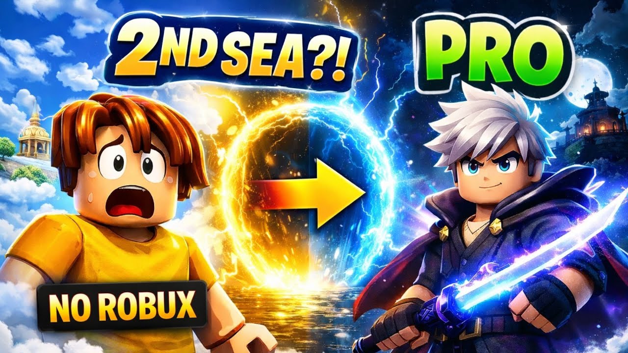 NO ROBUX! Skypiea → 2nd Sea (Noob to Pro) | Blox Fruits