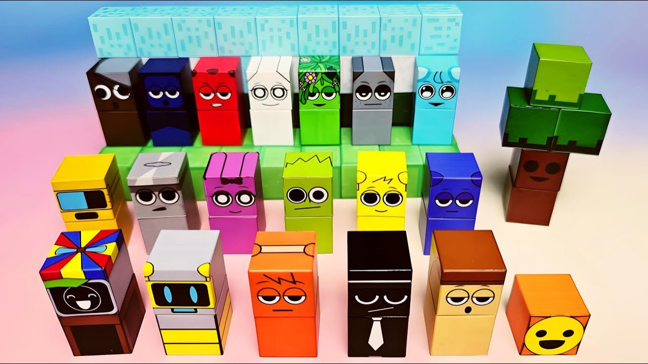 New Sprunki toy Minecraft Magnetic unboxing Build Cubes Sprunki phase 1Full Satisfying ASMR