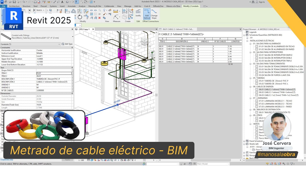 ¿CÓMO SE METRA EL CABLE ELÉCTRICO EN REVIT? 🤔