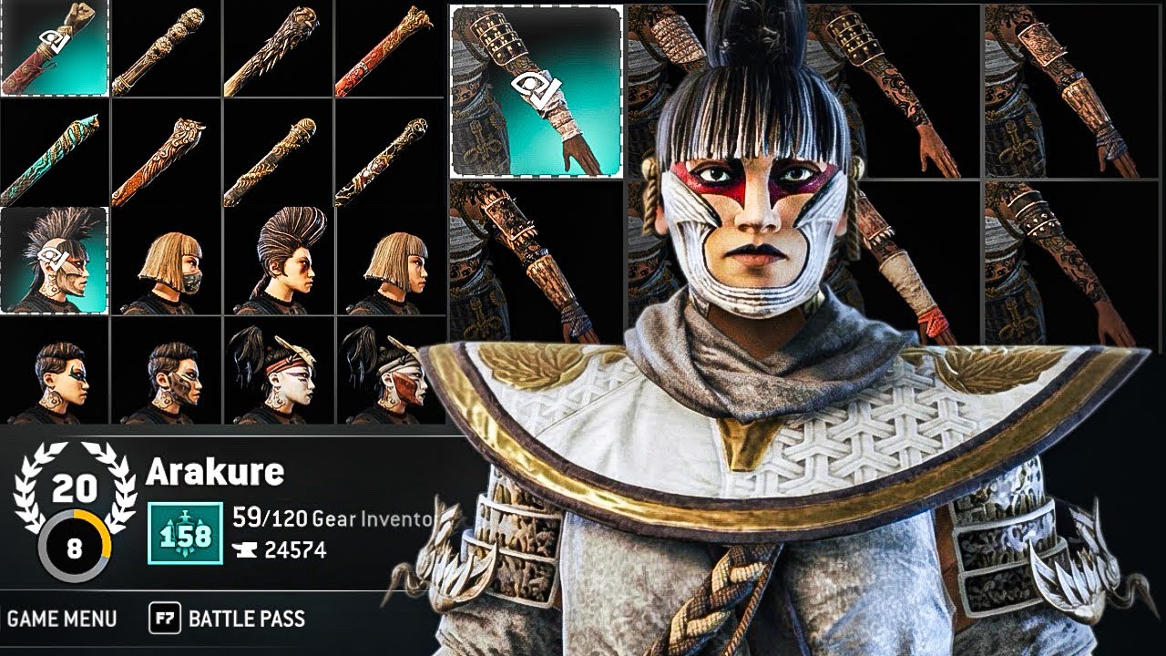 FOR HONOR - REP 20 ARAKURE ALL MAX LEGENDARY GEAR AND WEAPONS!