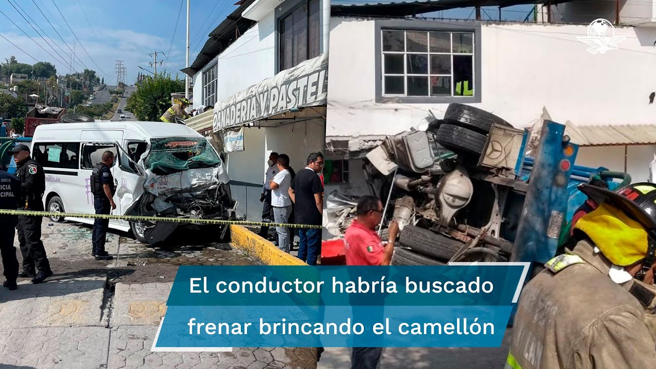 Pipa que se queda sin frenos, choca contra una combi y una casa en Tultitlán