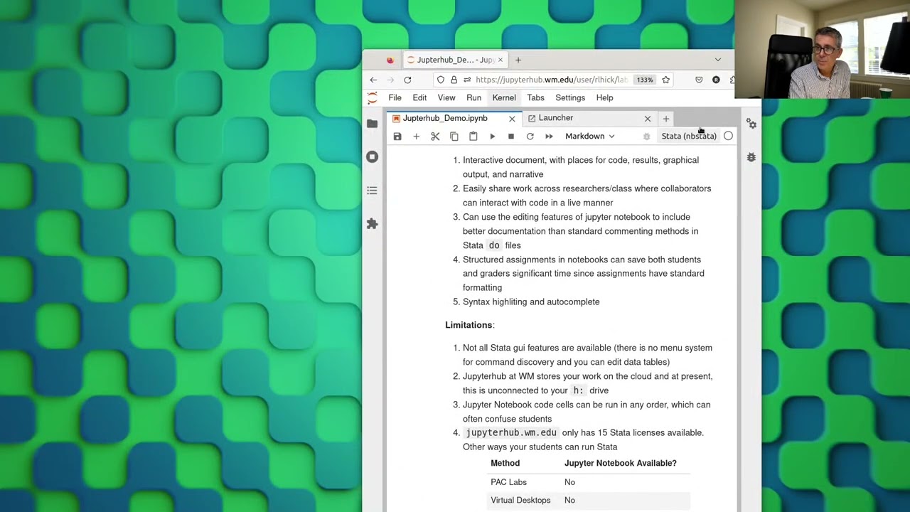 Jupyterhub, Jupyter Notebooks, and Stata
