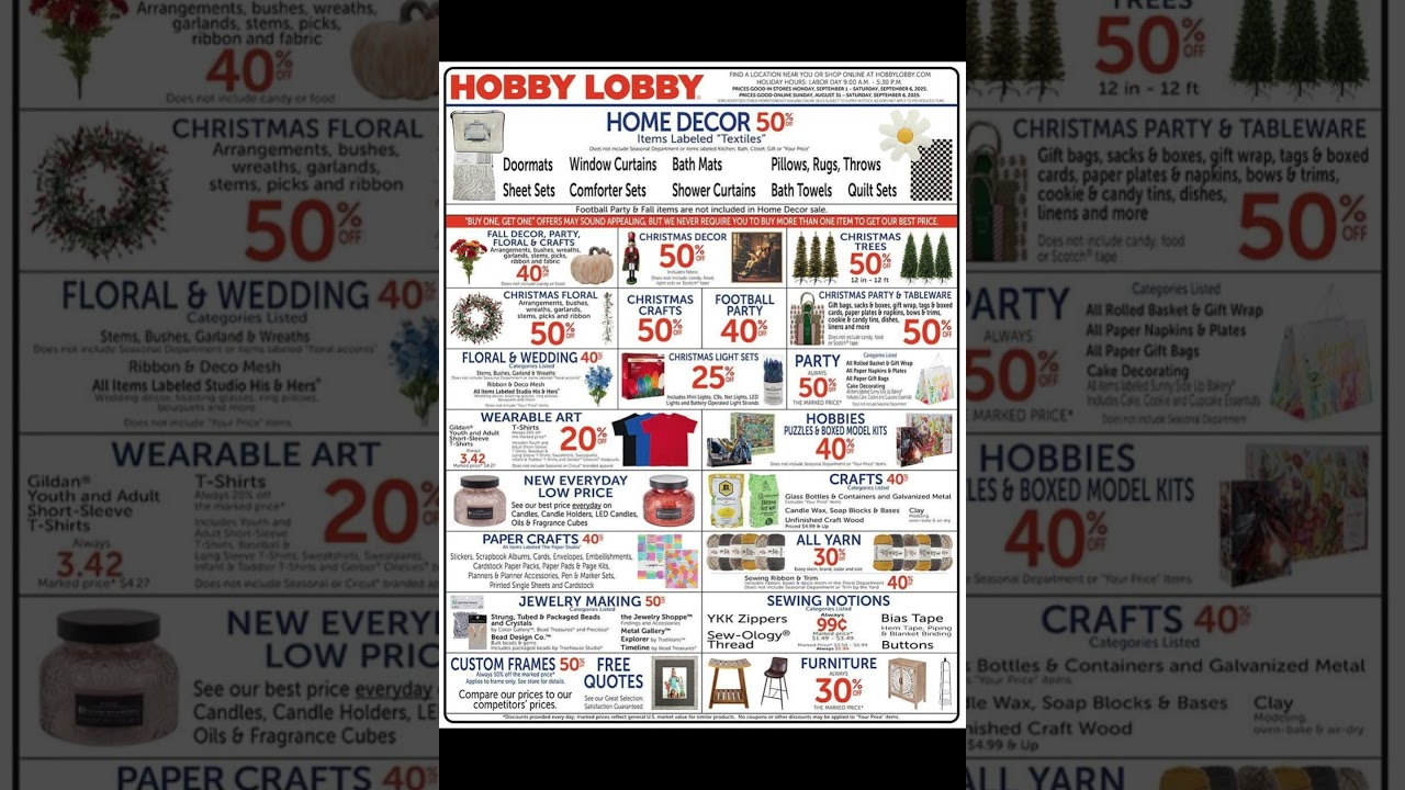 Hobby Lobby Weekly Ad August 31 &ndash; September 6, 2025