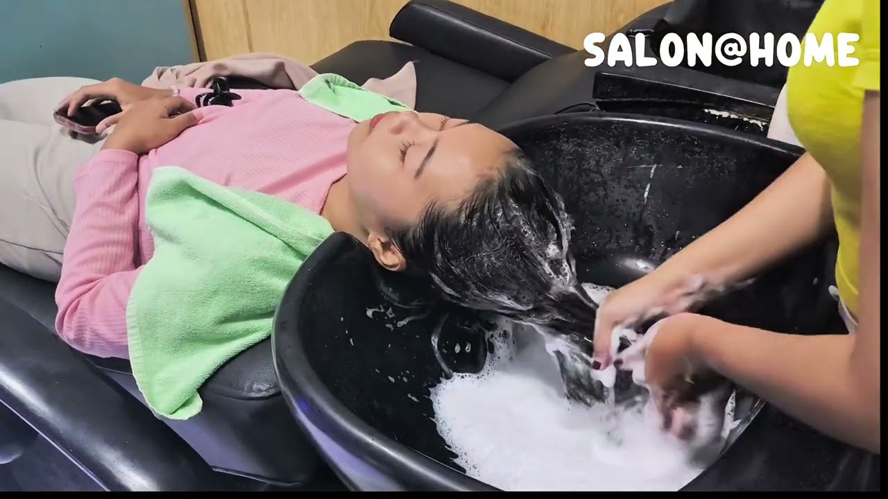 ANAK SMA CANTIK CUCI RAMBUT DI SALON ( Beautiful Girl Hair Washing ) - HAIR WASH 10 Salon@Home