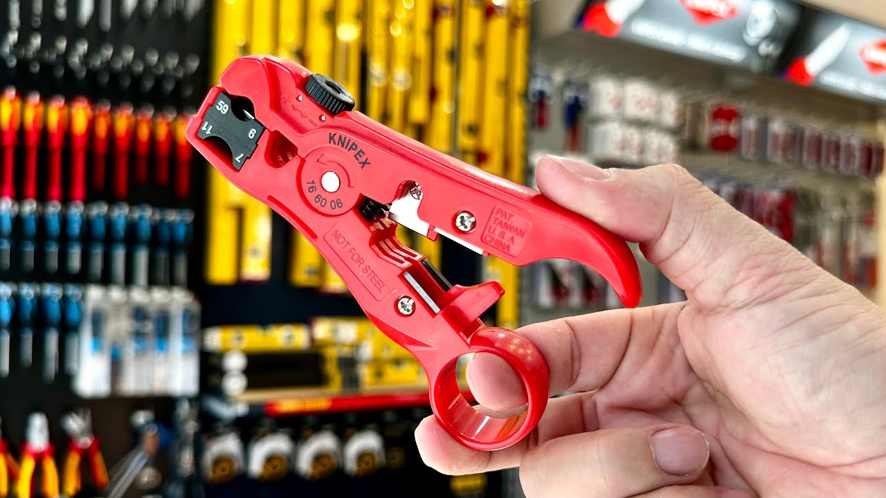 Dụng cụ bóc vỏ cáp đồng trục Knipex 16 60 06 SB, cáp mạng, điện thoại, viễn thông