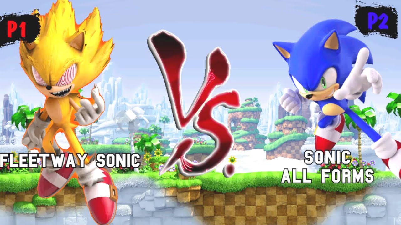 Fleetway Sonic & Sonic TP VS Sonic all forms & Shadow I Sonic Battle MUGEN