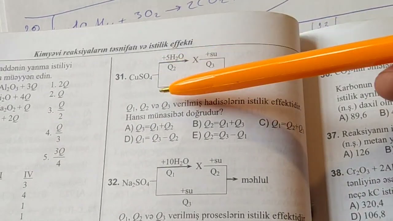 Termokimyəvi hesablamalar test 21-42.DİM toplu 2019. Səh 119-121.(050-584-28-14)