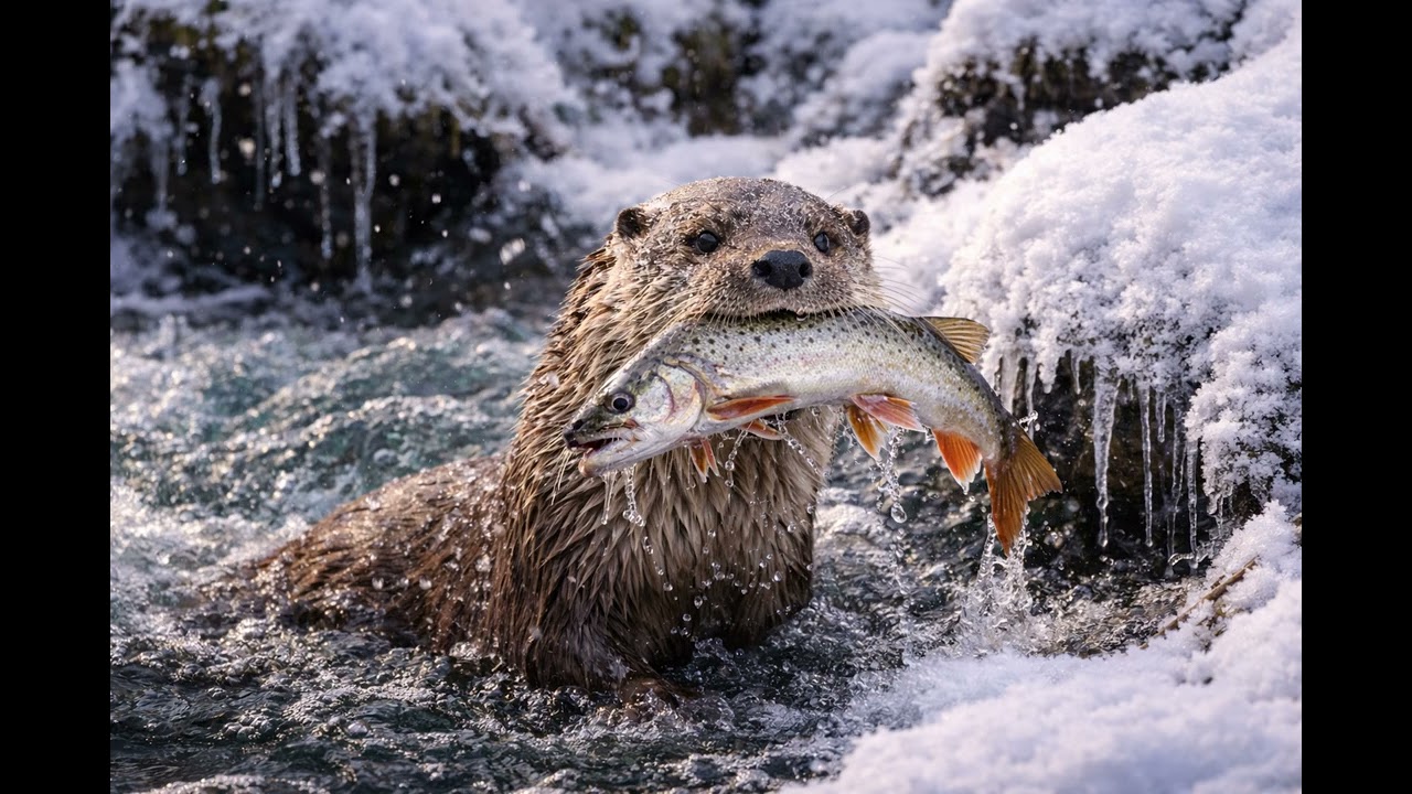 Winter Wildlife & Waterfalls | Relaxing Snowy Nature Scenery (4K)