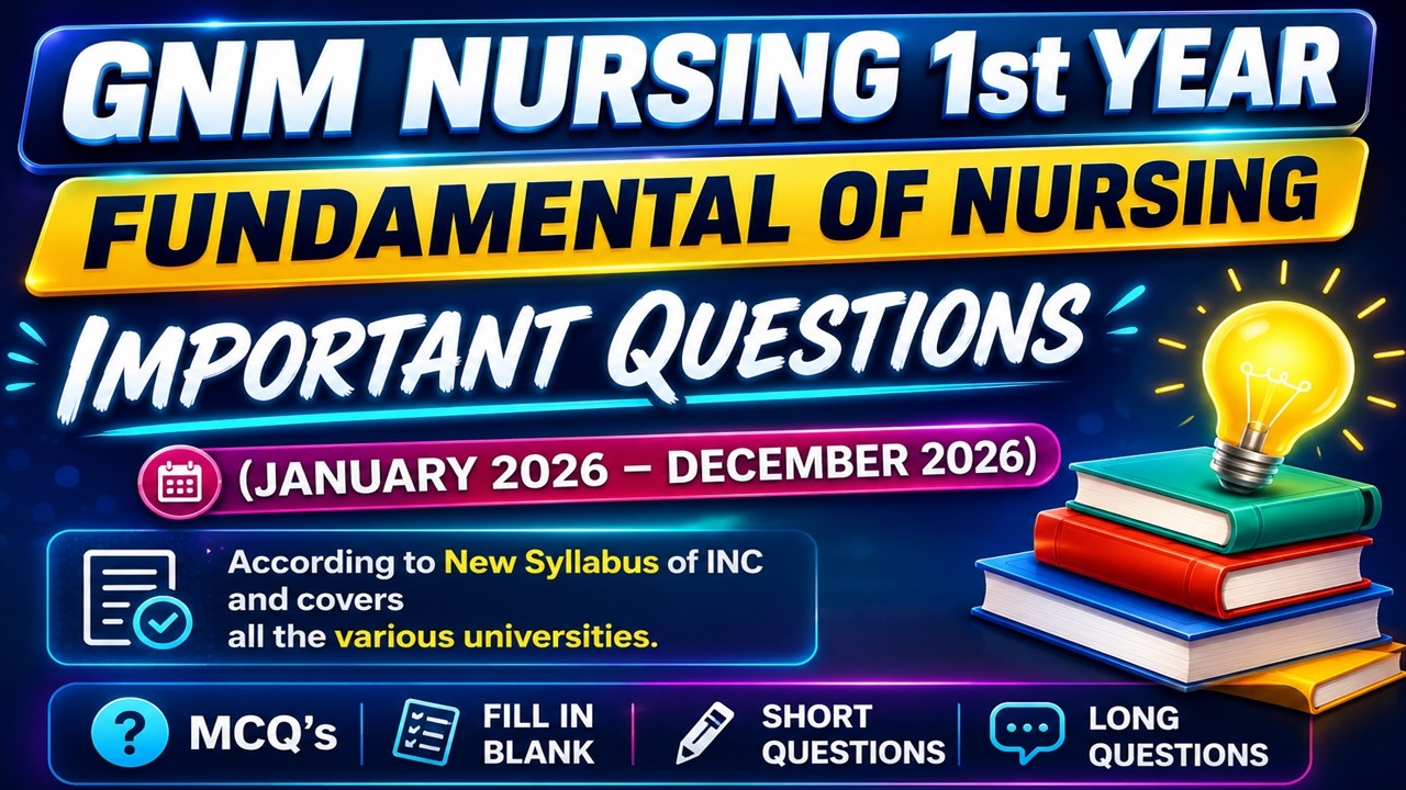 Gnm 1st Year Fundamental Of Nursing Important Question 2026 || Fundamental Of Nursing Question Paper