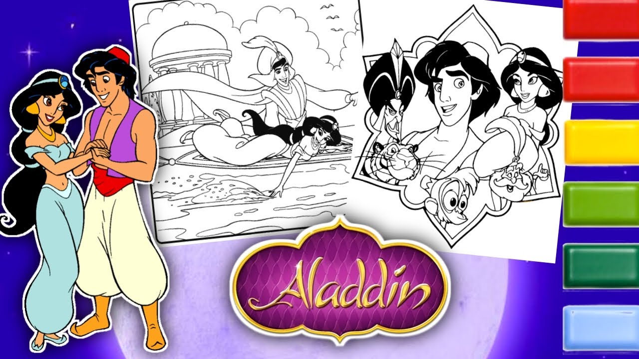 Disney Princess Jasmine Coloring Video #11| Coloring Aladdin , Jasmine , Sultan , Abu , Jafar ,Rajah
