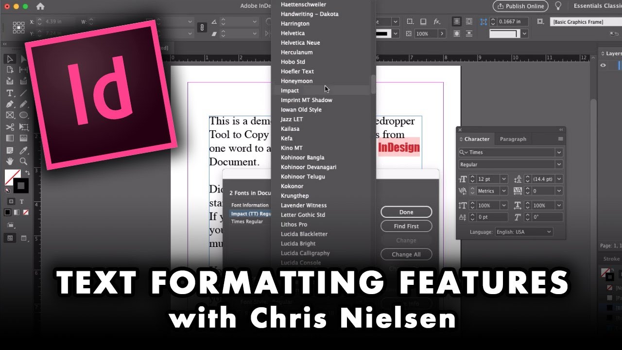 Форматирование текста в Adobe InDesign