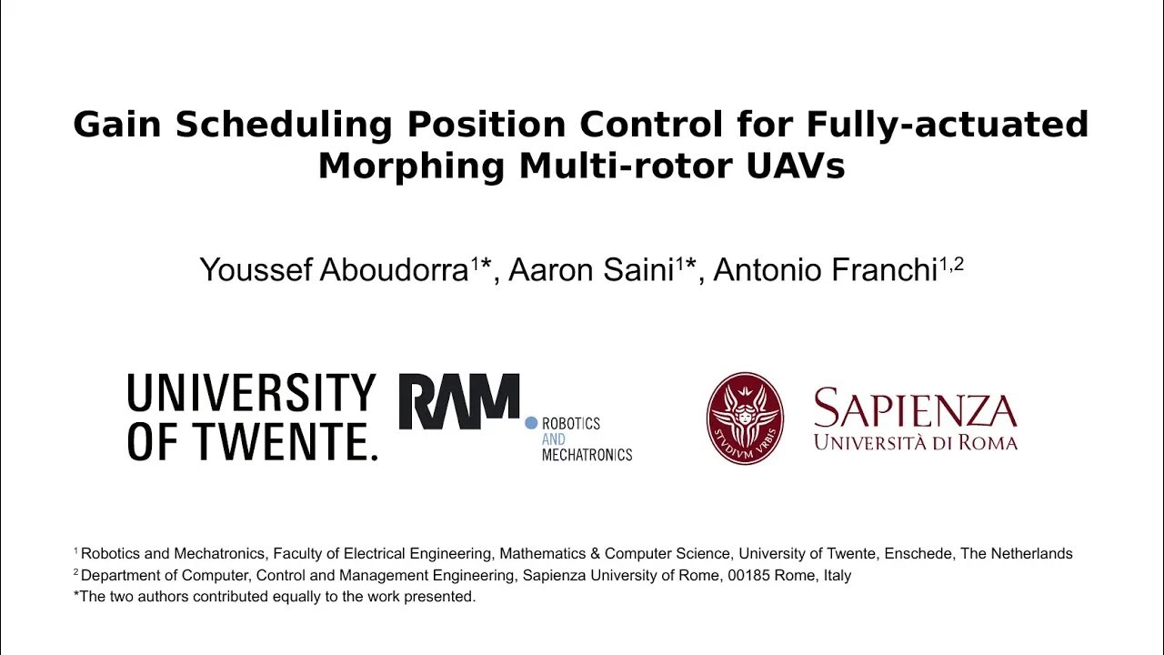 Gain Scheduling Position Control for Fully-actuated Morphing Multi-rotor UAVs