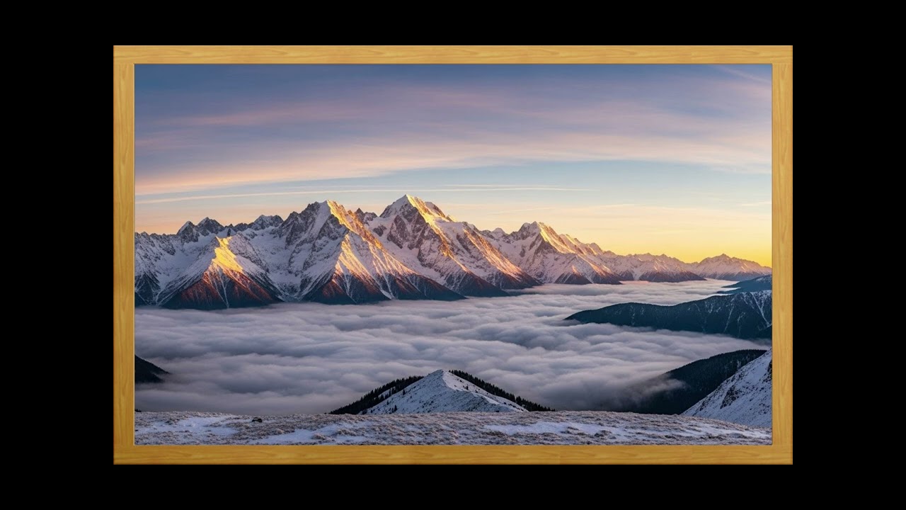 Oil Painting Winter Cabin | frame tv oled art screensaver | Winter mood music 4K