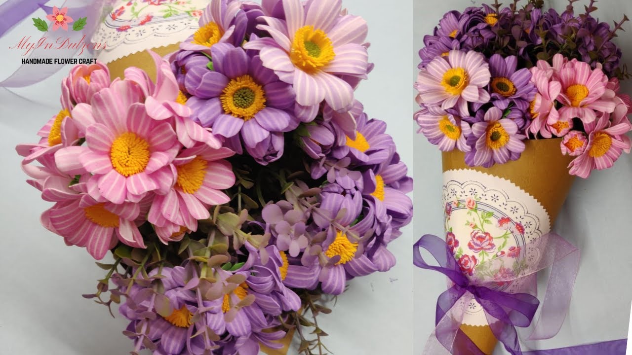 D.I.Y. FOAMIRAN MUM DAISY FLOWER BOUQUET