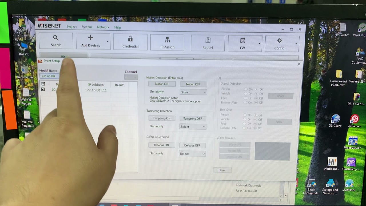 Wisenet Device Manager Configuration Setup IP camera