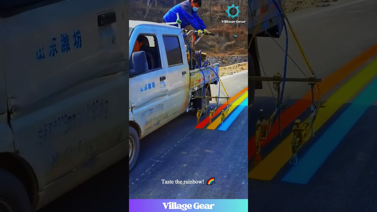 This Road Rainbow Machine is My New Obsession! 🌈🚗 So SATISFYING! #roadwork #oddlysatisfying