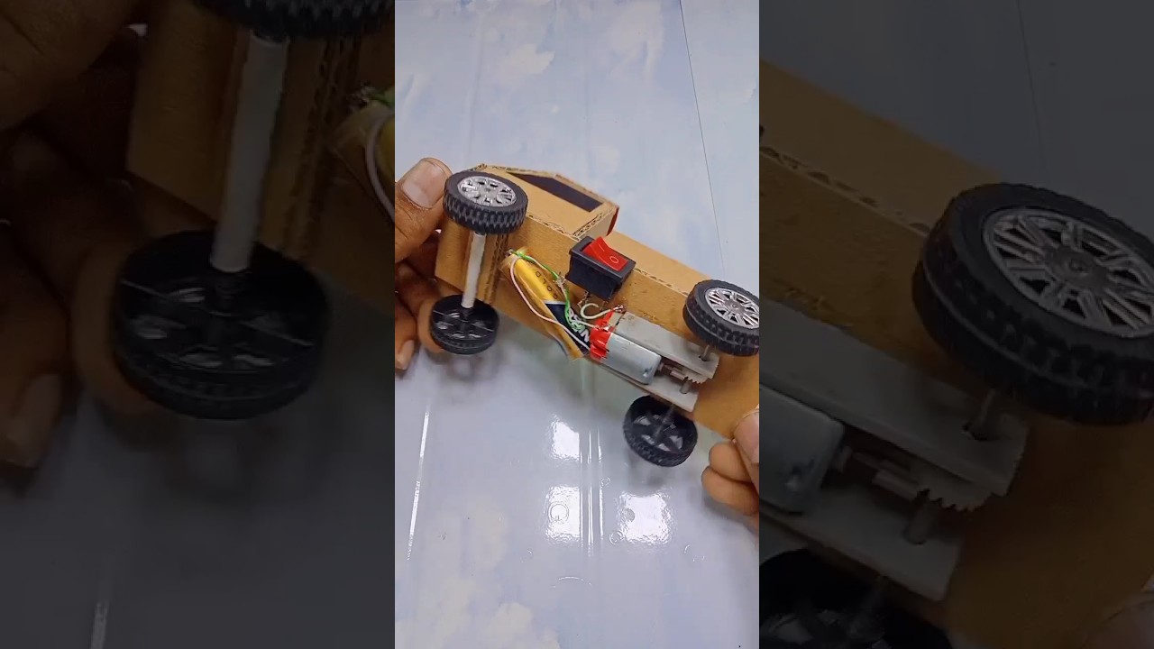 Rc cardboard motor pickup 1.5v battery DC motor pickup truck #rcpickup #cardboardtruck #dcproject