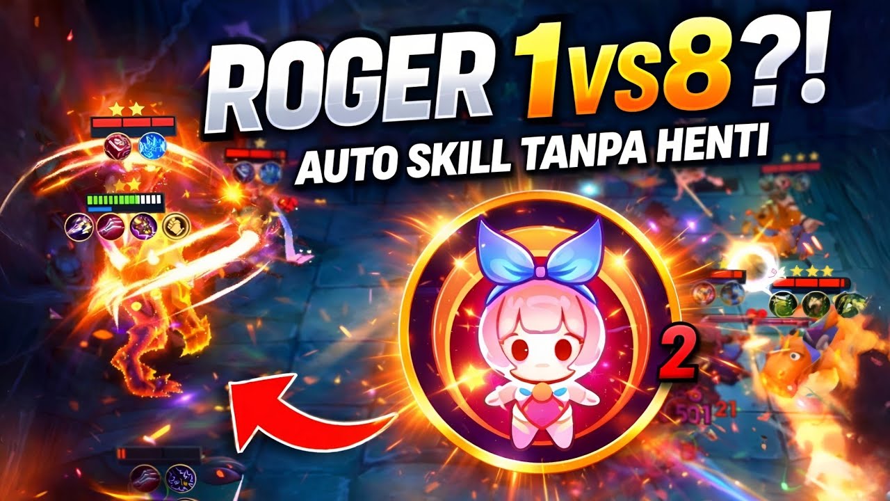 Combo Roger + Angela Terbaru!Auto Spam Skill & 1v8 di Magic Chess GoGo Update