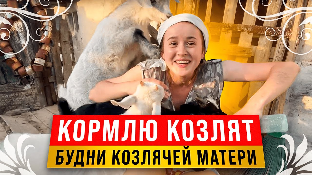 Доярка Каролина кормит КОЗЛЯТ