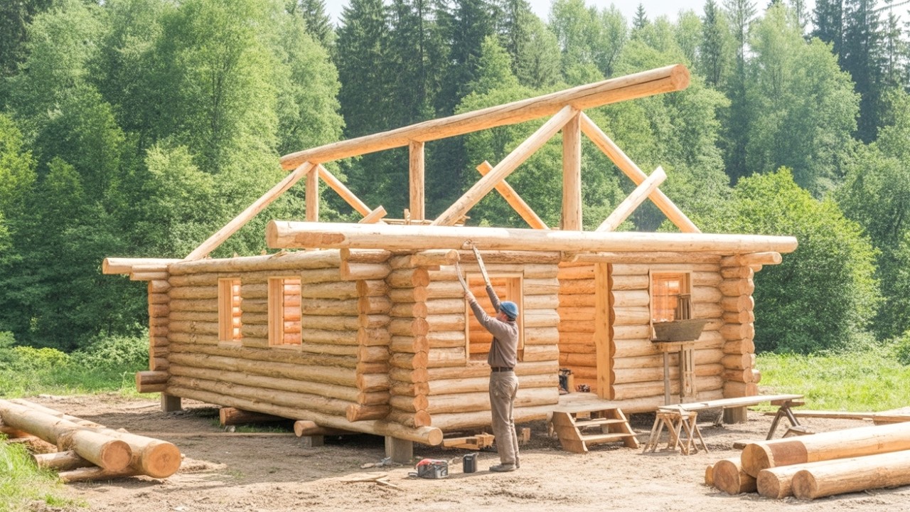 Man Builds Amazing Off-Grid Log Cabin Using Only Hand Tools | Start to Finish by @ErikGrankvist